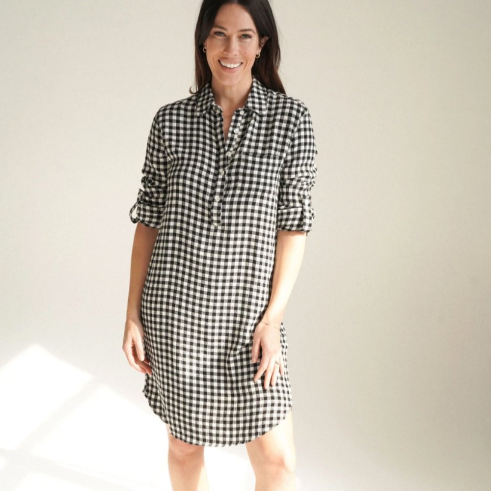 CJLA Paige Dress Buffalo Checkers B & W Size Large